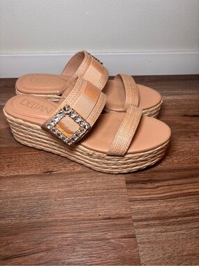 Deltas Nude Beaded Platform Sandal